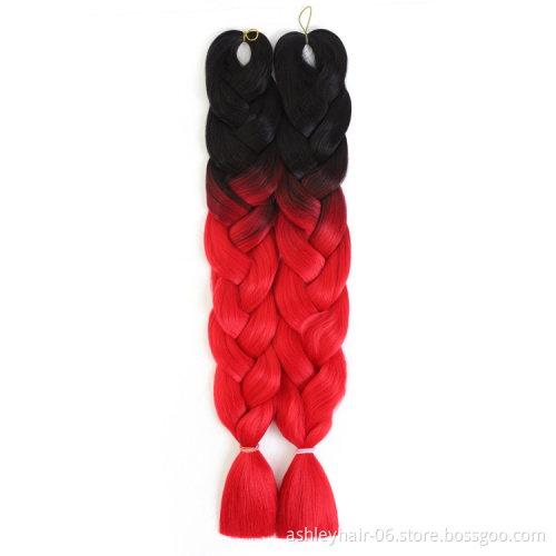 32 Inch 330G Premium Fiber Two Colored Jumbo Ultra Braiding Synthetic Hair Extensions
